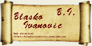 Blaško Ivanović vizit kartica